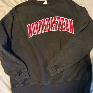 Black Crewneck Sweatshirt with Red Logo